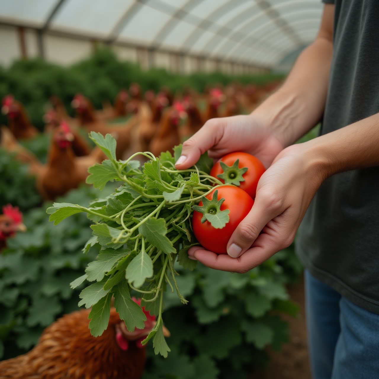 hands holding fresh vegetables
