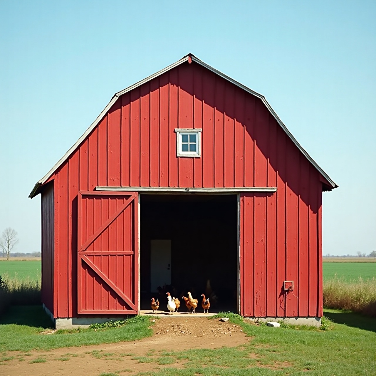 a red barn under open sky